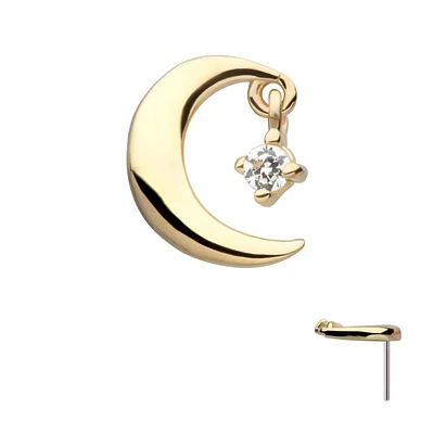 14Kt Yellow Gold Threadless Crescent Moon Top