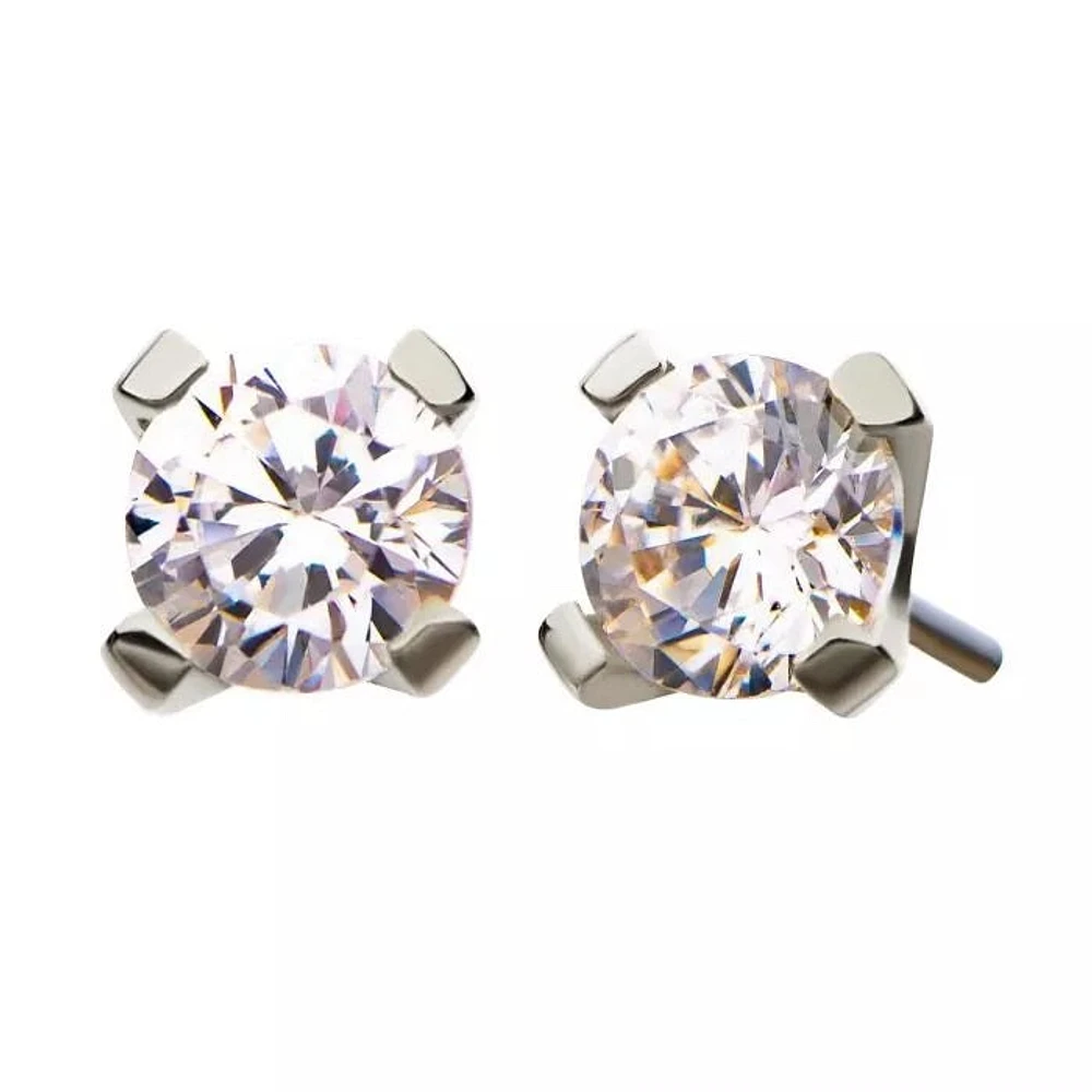 14 Kt Prong CZ 1,5 mm Or blanc sans fil