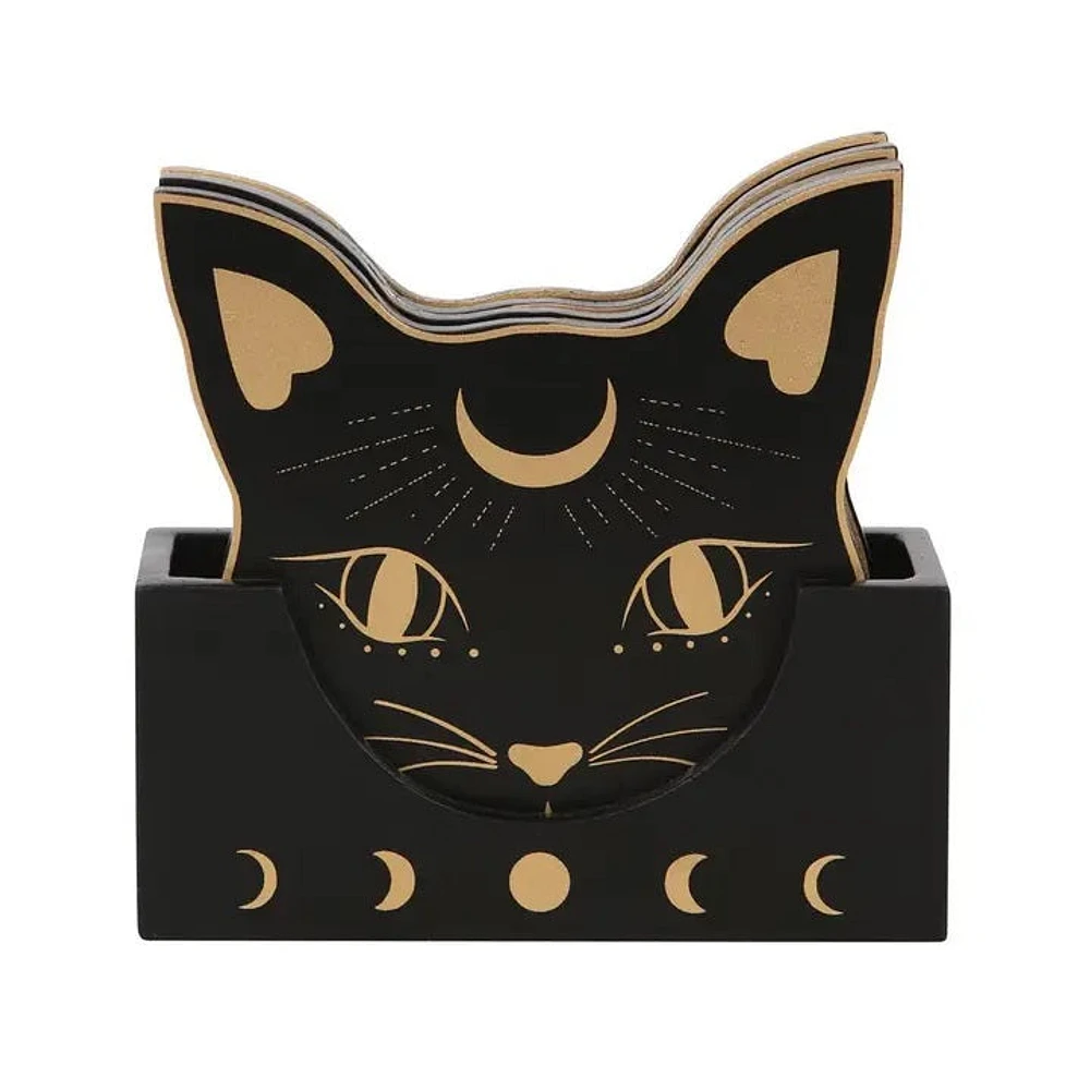 15322 Black Cat Mystic Mog Drink Coasters Set