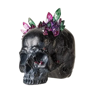 Black Skull with Crystals