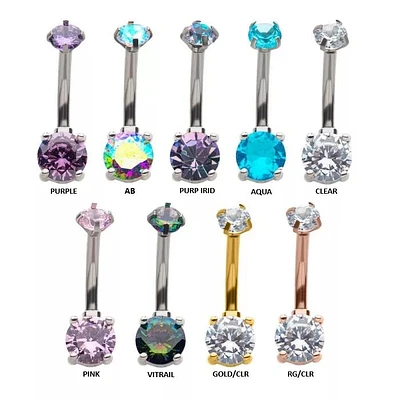 Prong Set Front Facing Round Gem Navel