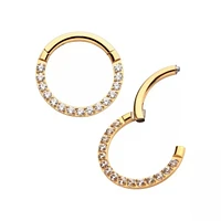 24Kt Prong Gem Inlay Hinged Hoop