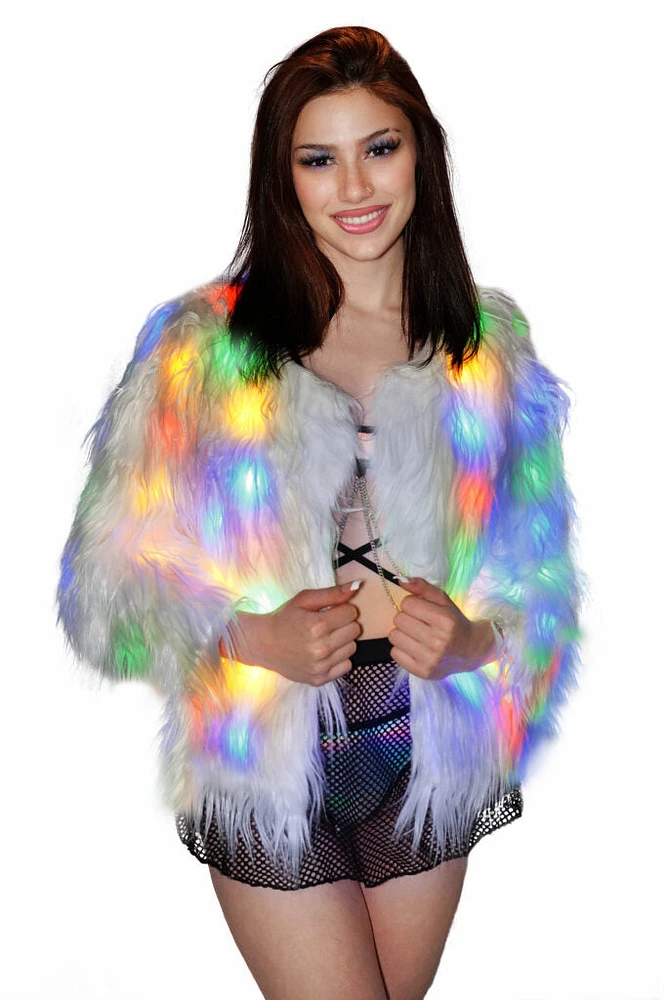 Veste en fausse fourrure à LED