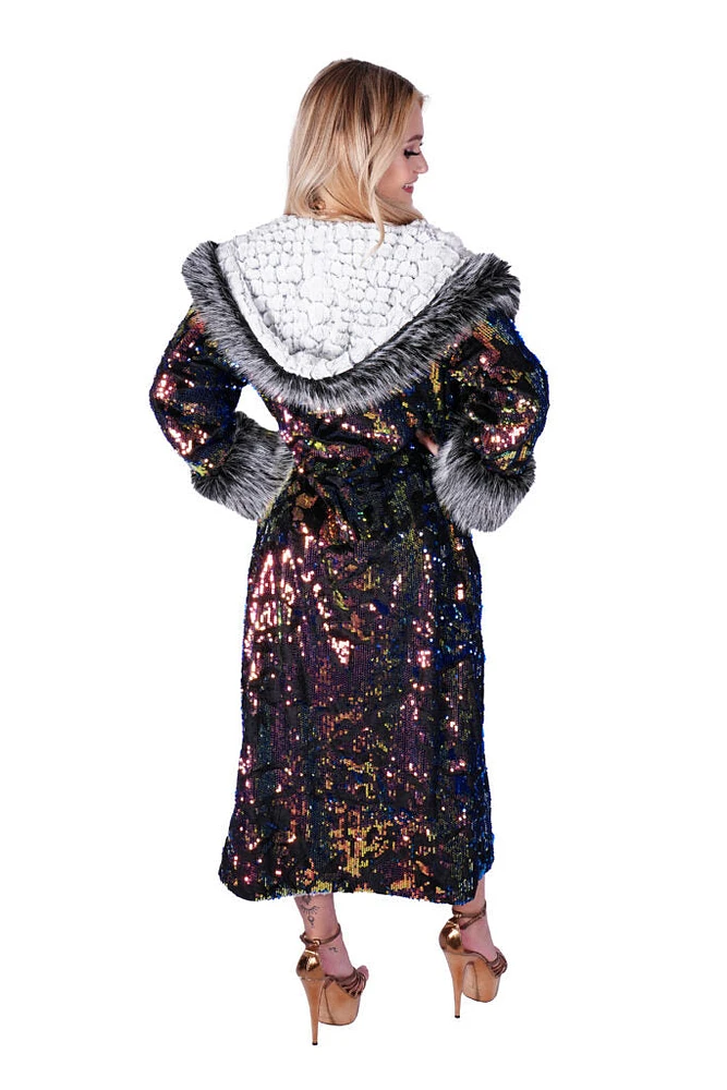 Long Sequin Coat W Hood