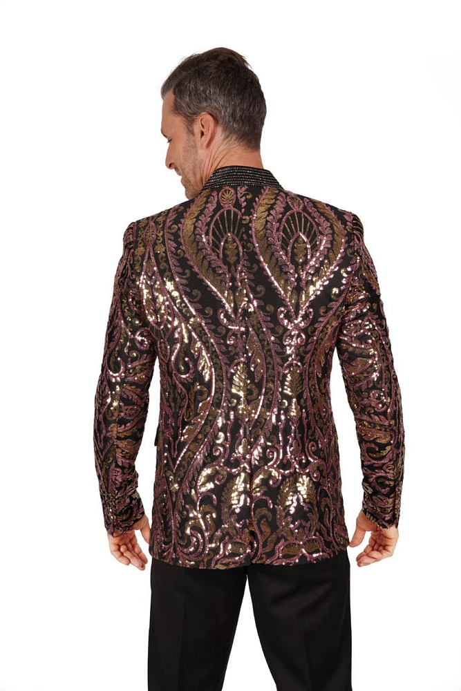 Mandarin Collar Sequin Blazer