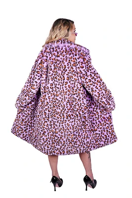 Faux Fur Leopard Mid Length Coat