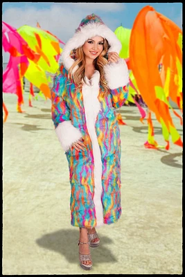 Splatter Tye Dye Long Coat