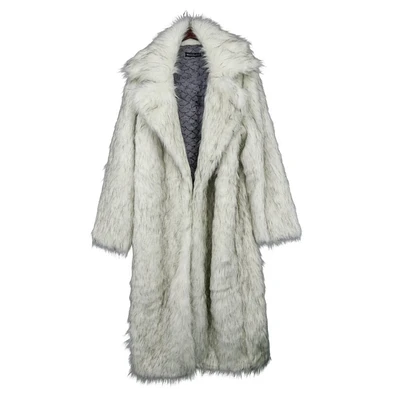 Grey Faux Fur Long Jacket