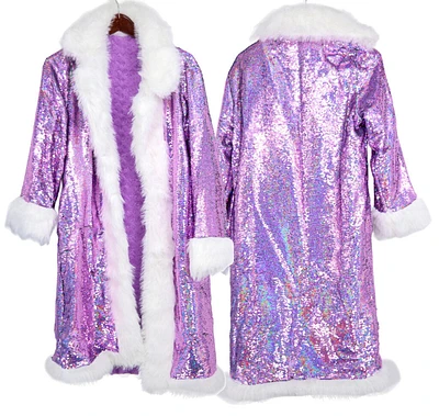 PURPLE SEQUIN LONG COAT