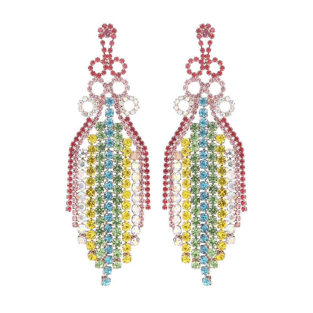 Rhinestone Colorful Fringe Earrings