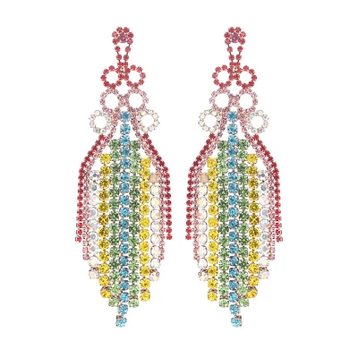 Rhinestone Colorful Fringe Earrings