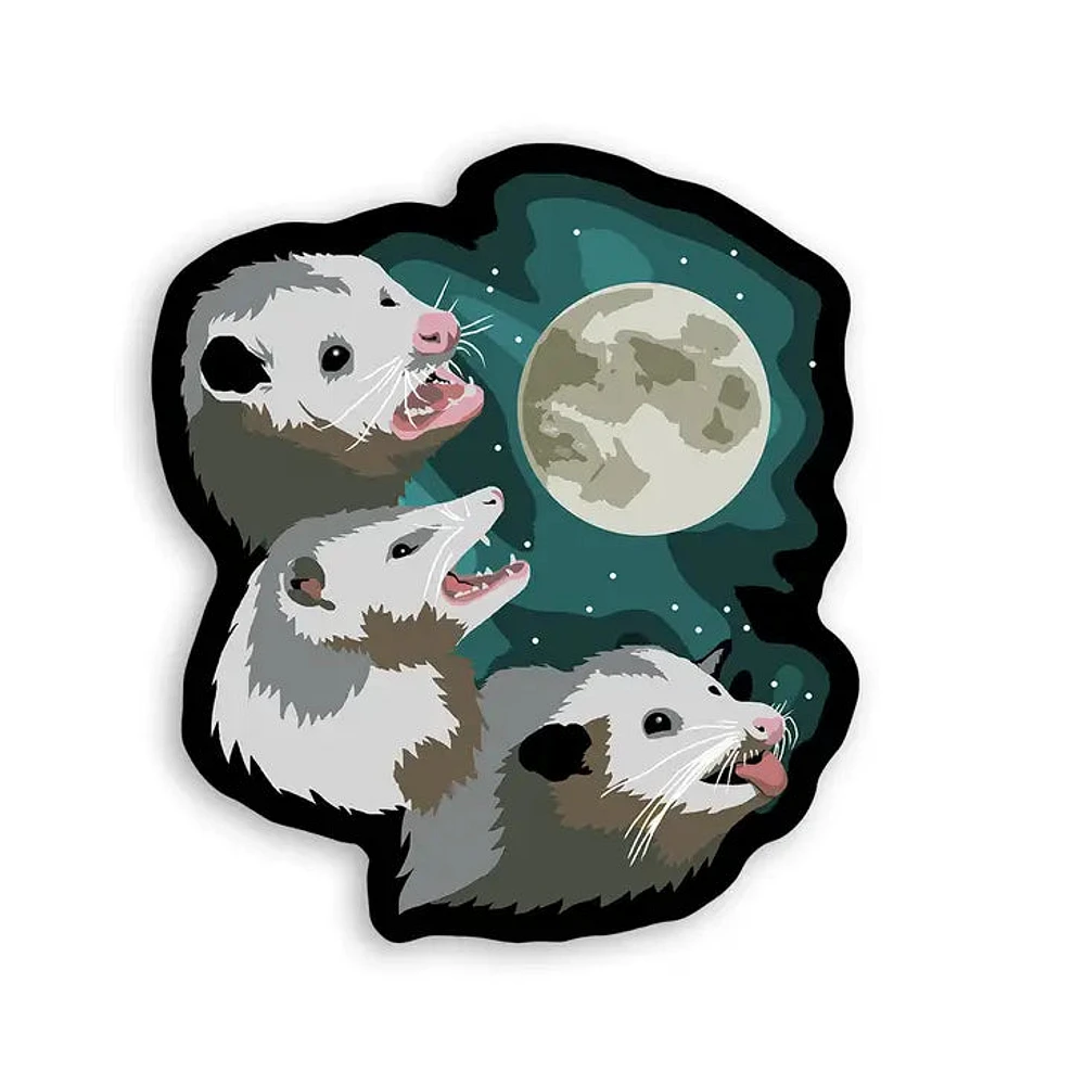 Three Possum Moon Sticker