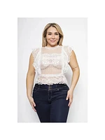 BLUSA CON ENCAJE Y VOLANTES LAZO EN LA ESPALDA