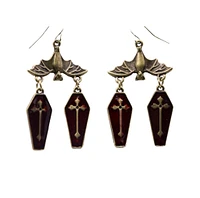 Bat Earrings W 2 Red Caskets