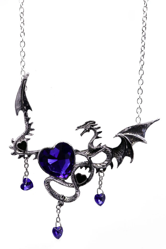 Collar De Dragón Con Colgante De Corazón Azul