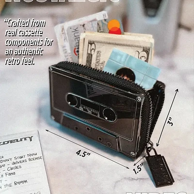 Retro 80's Cassette Tape Black Wallet