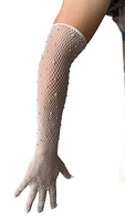 Fishnet Long Gloves With Stones