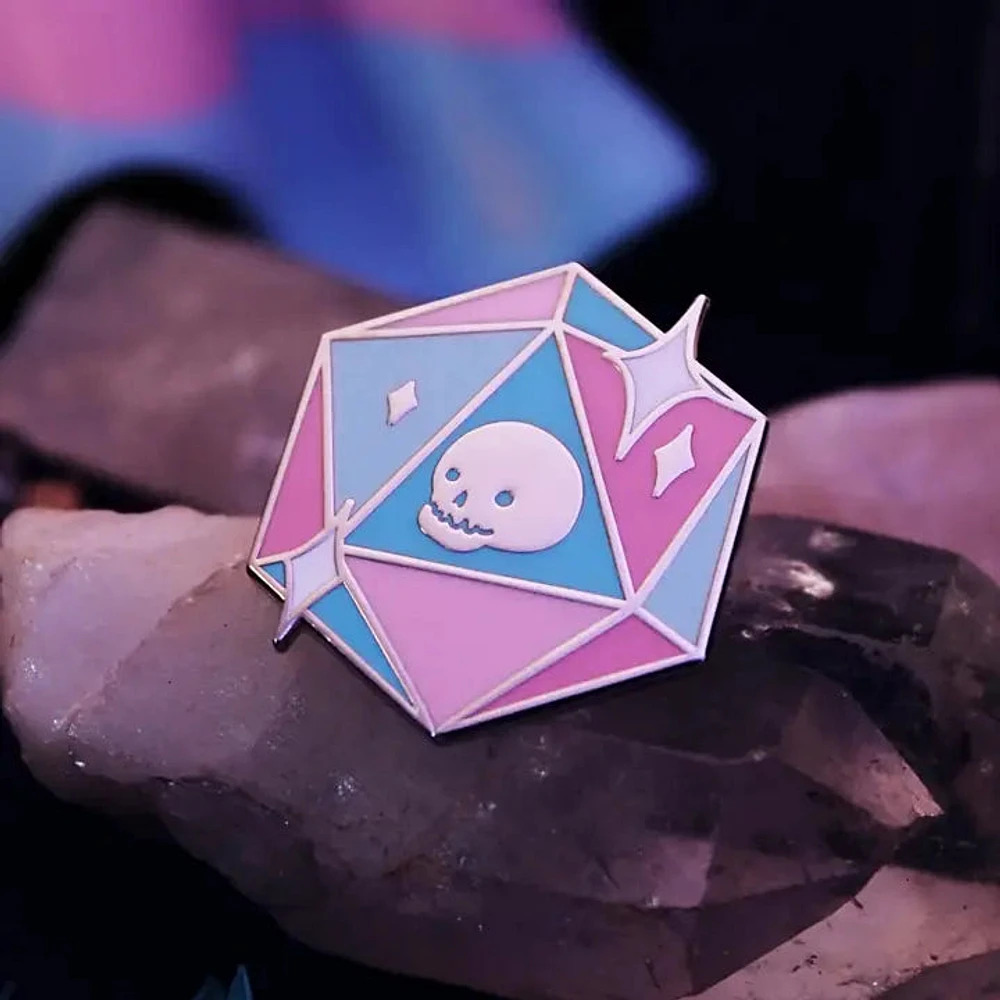 Trans D20 Icosahedron Pin