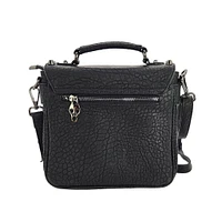 Bolso satchel pequeño de metal con calavera