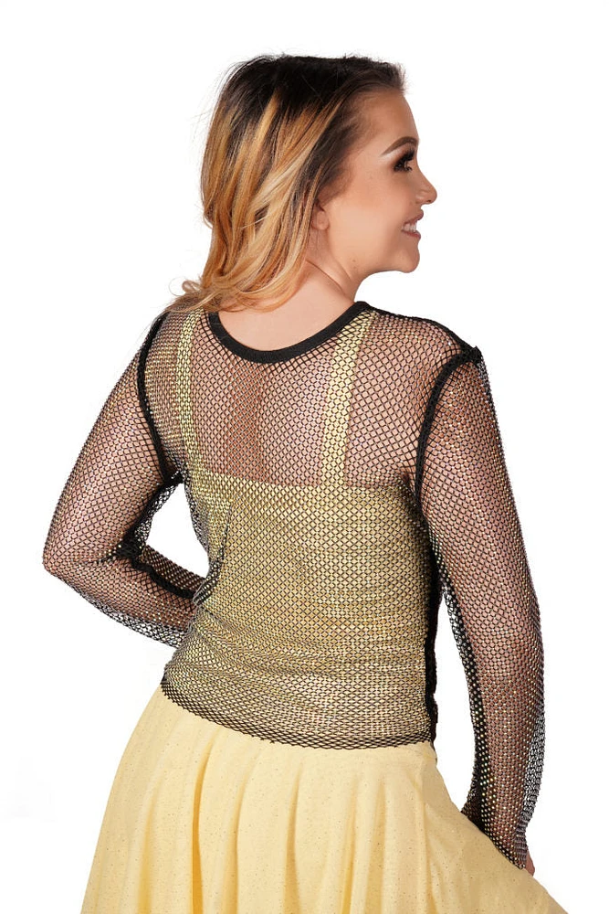 Crochet Rhinestone Top Full Sleeve