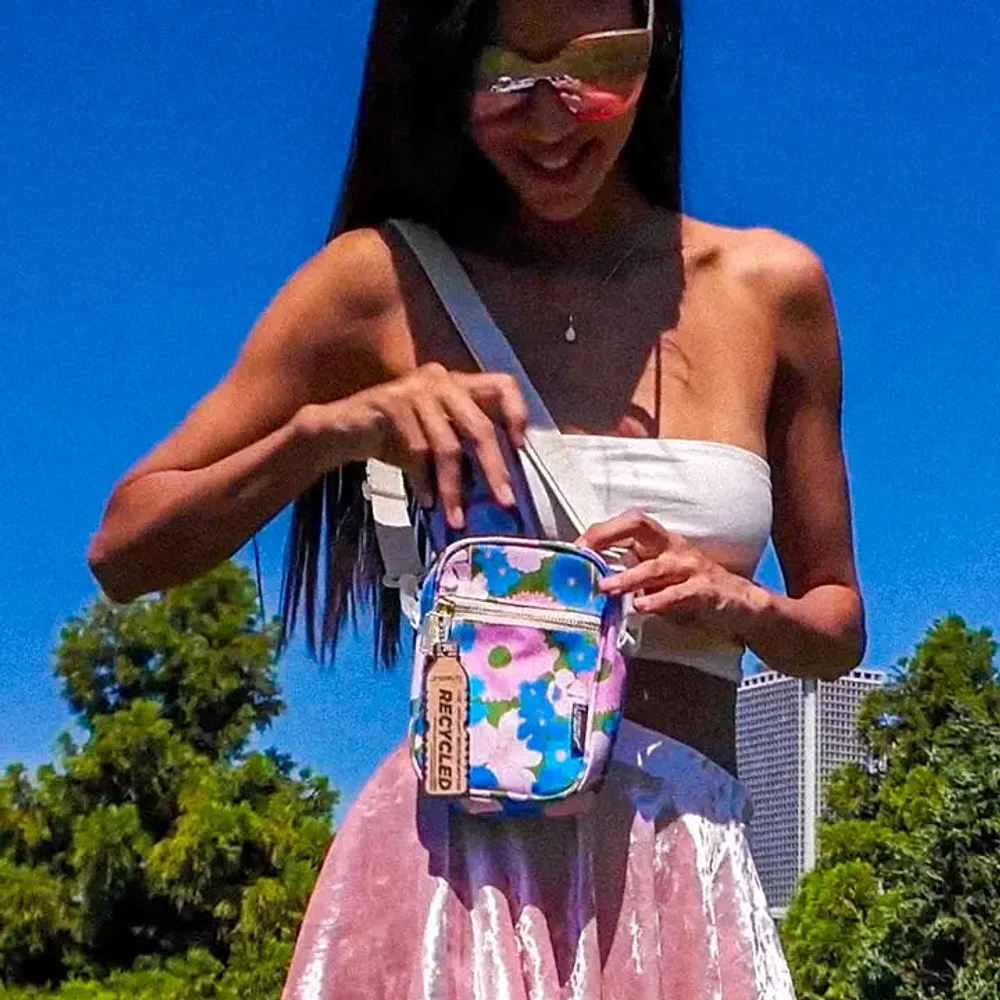 Mini Brick Floral Pink And Blue Bag