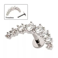 18g 8 Prong Gem Curved Threadless