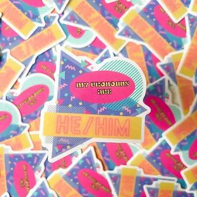 90s Pronoun He Him Sticker