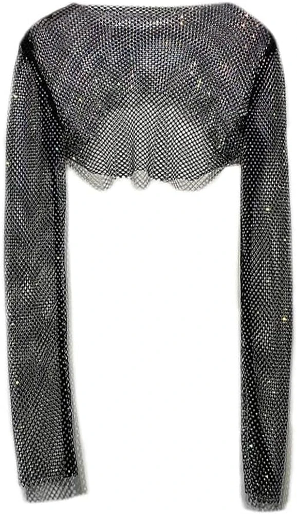 Rhinestone Mesh Crop Top