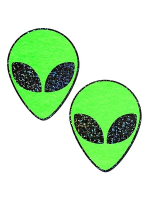 Alien Neon Green And Black Glow In The Dark Pasties