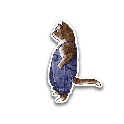 Cat in Overalls Sticker