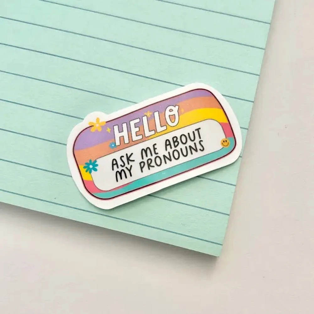 Ask My Pronouns Gay Pride Sticker