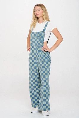 70's Checkered Flared Overall