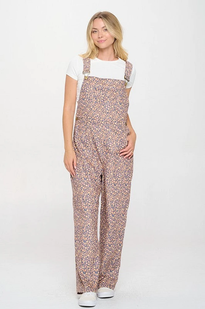 Fall Flower Print Overall