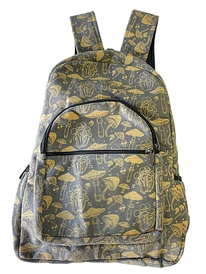 Mushroom Print Backpack Gray