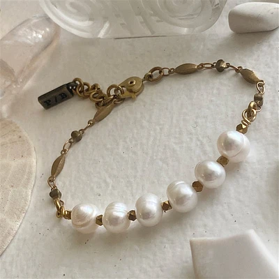 Indira Freshwater Pearl Brass Chain