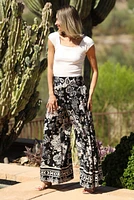 Black Wide Leg Pants With Tiered Panels