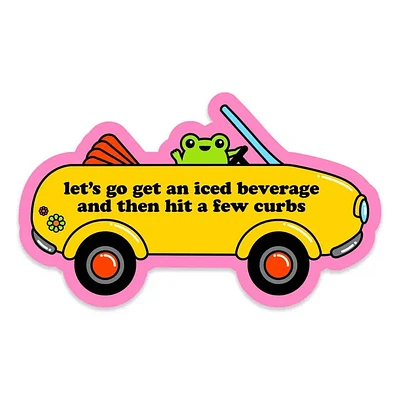 Bad Driver Frog Iced Beverage Hit the Curb Vinyl Sticker