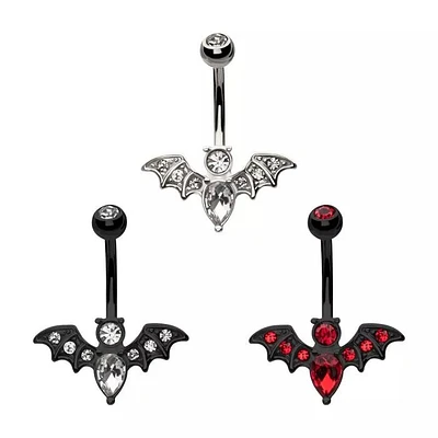 Bat With Prong Multi Gems Navel