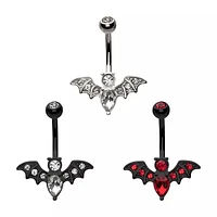 Bat With Prong Multi Gems Navel