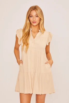 Button Up Tiered Mini Dress