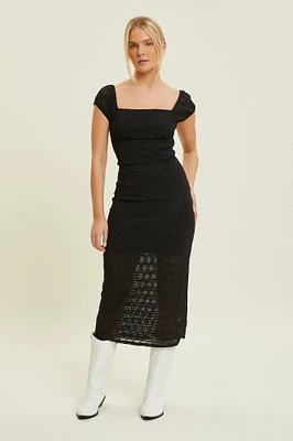 Stretch Lace Tie Back Midi Dress