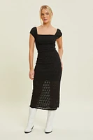 Stretch Lace Tie Back Midi Dress