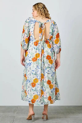 Floral Chiffon Back Tie Maxi Dress