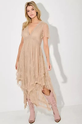 Embellished Lace Hem Dress