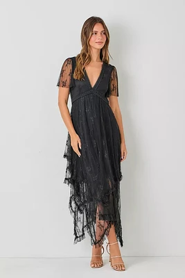 Embellished Lace Hem Dress