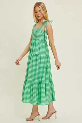 Gingham Shoulder Tie Dress