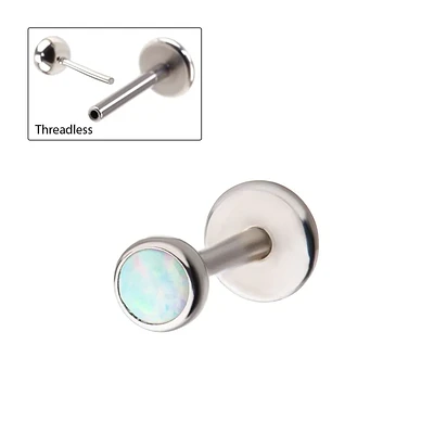 Bezel Opal Threadless Labret 18g
