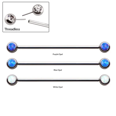 Bezel Set Opal Threadless Industrial