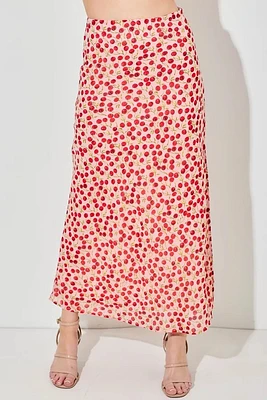 Plus Cherry Print Maxi Skirt