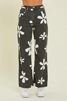 Pantalones anchos con estampado floral Plus